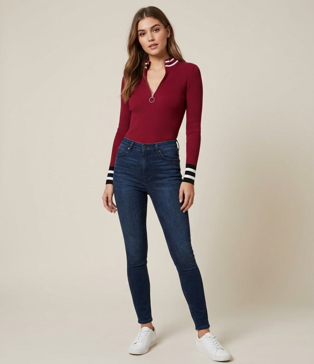 Maje Ribbed Knit Top y2k Sweater Small Red Mallcore Preppy Ivy League Schoolgirl